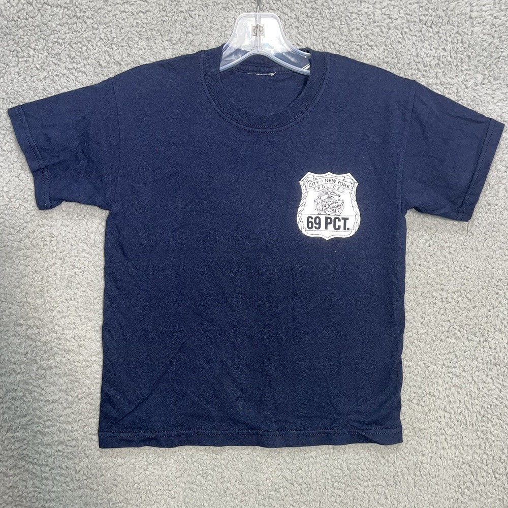 VTG NYPD T Shirt Youth Sz M Blue Canarsie Brooklyn New York Finest 69 Pct. Tee - Picture 2 of 7